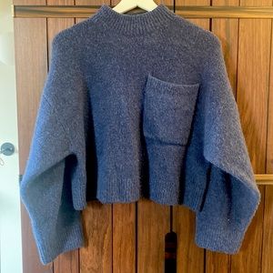 & Other Stories Mock Neck Dark Blue Sweater